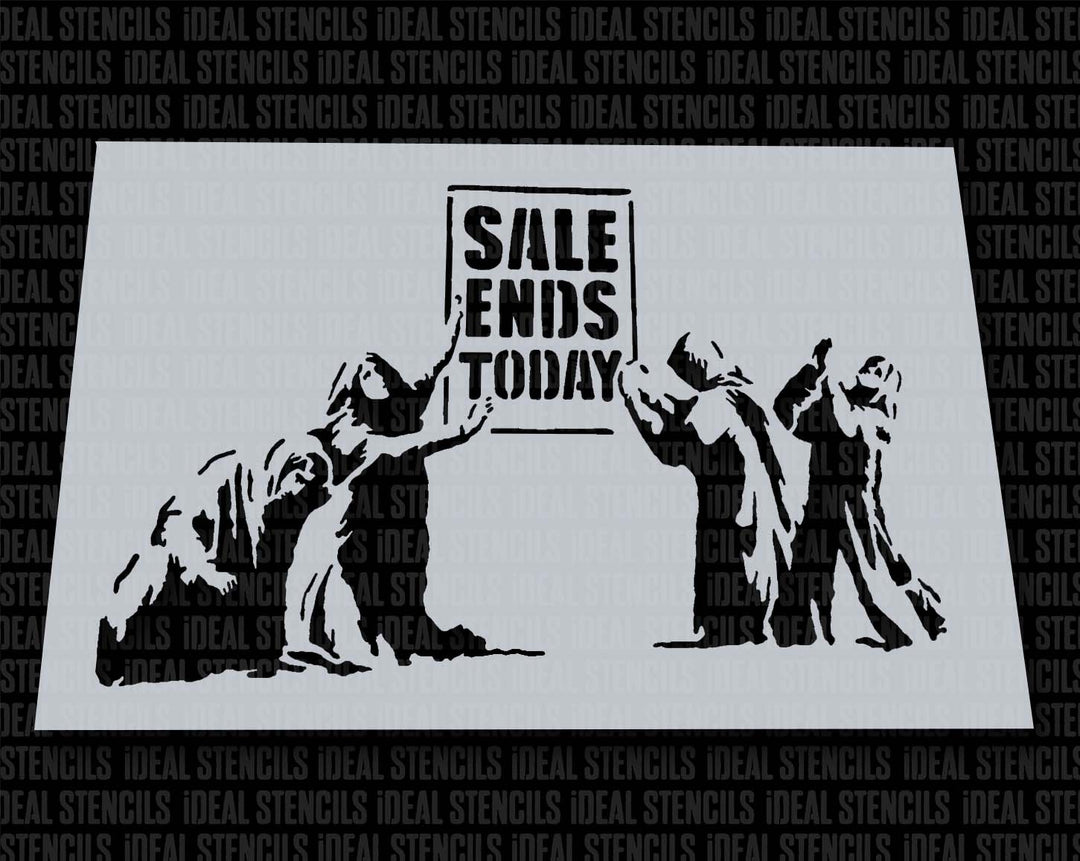 Banksy 'Sale Ends Today' - Wall Decor Stencil | Ideal Stencils