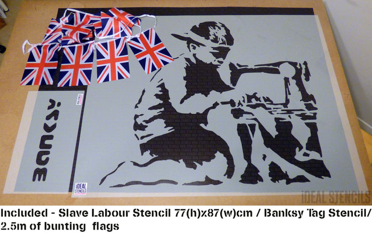 Banksy Slave Labour Bunting Boy Stencil