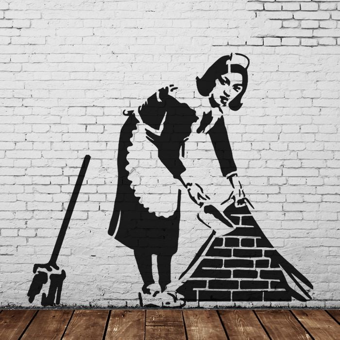 Banksy Sweeping Maid Stencil - Mural Size