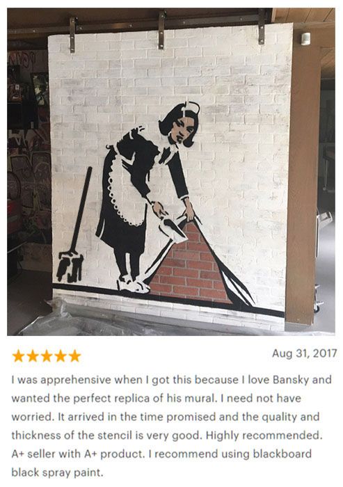 Banksy Sweeping Maid Stencil - Mural Size