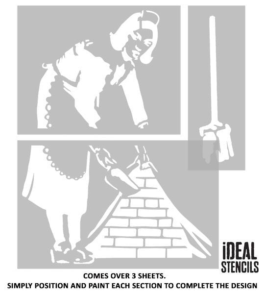 Banksy Sweeping Maid Stencil - Mural Size