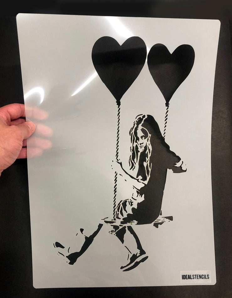 Banksy Balloon Girl On Swing Stencil