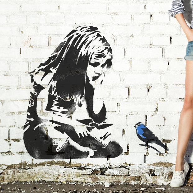 Banksy Girl Bluebird Stencil