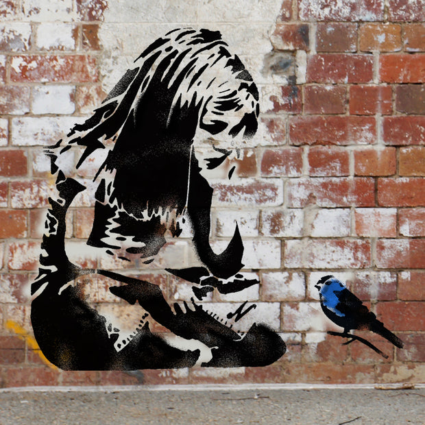 Banksy Girl Bluebird Stencil