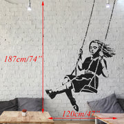 Banksy Girl On Swing Stencil - Life size 4ft x 6ft+