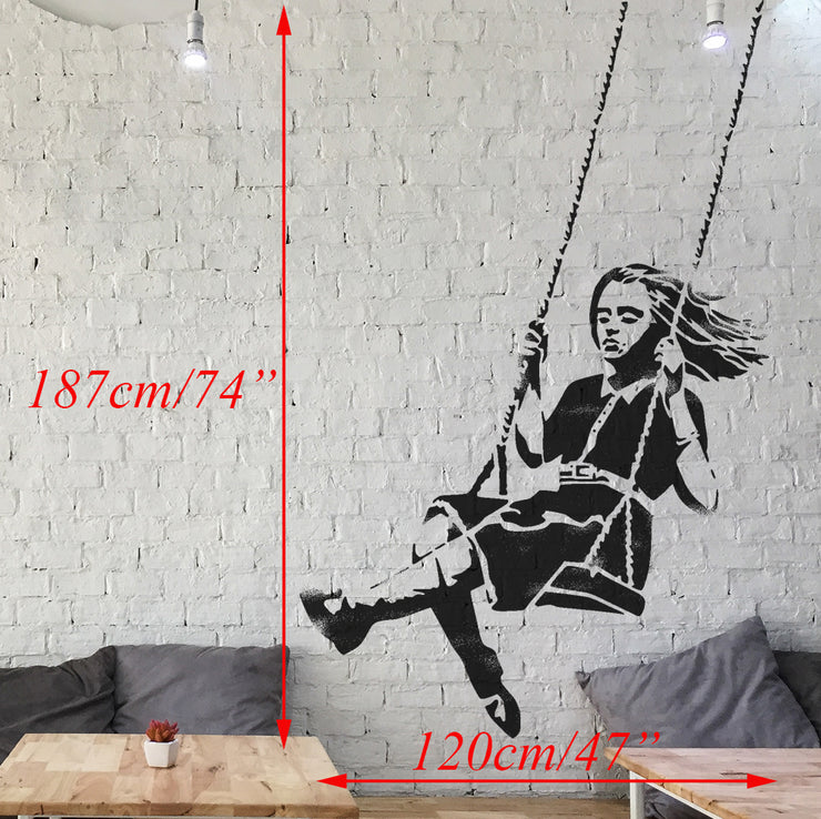 Banksy Decal Girl on a Swing, Wall Sticker Street Art, Banksy Wall