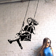 Banksy Girl on Swing Stencil