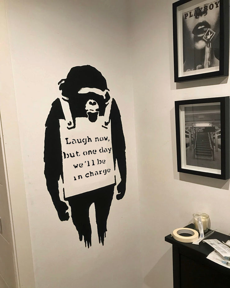 Banksy MONKEY Stencil  'LAUGH NOW But One Day We'll Be In Charge'