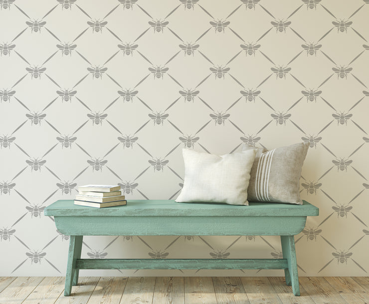 French Honeybee Trellis Wall Stencil