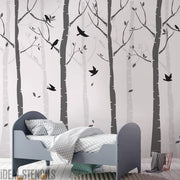 Birch Tree Forest Nursery Stencil