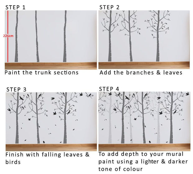 Birch Tree Forest Nursery Stencil