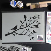 Birds on tree branch Stencil