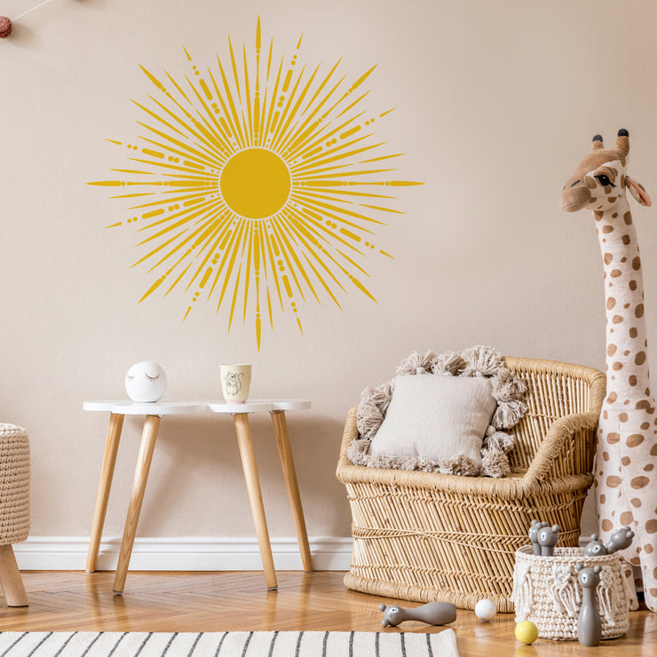 Sun Nursery Wall Stencil, Sun BOHO STYLE Nursery Wall Decor – IdealStencils