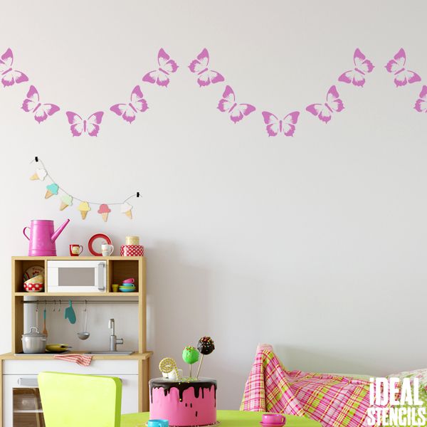 Butterfly garland border stencil