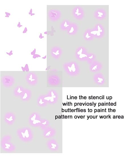 Butterfly wall pattern stencil