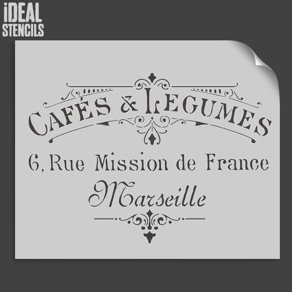 CAFES & LEGUMES french Stencil