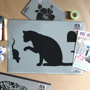 Cat and mouse stencil home decor