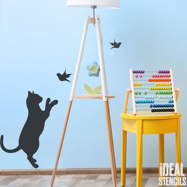 Cat & Bird Stencil