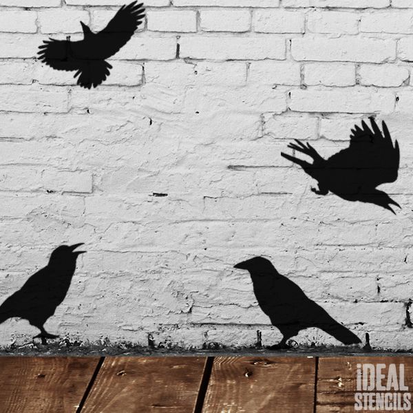 Crow Bird Silhouettes Stencil