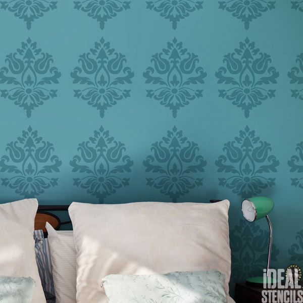 Damask wall pattern stencil