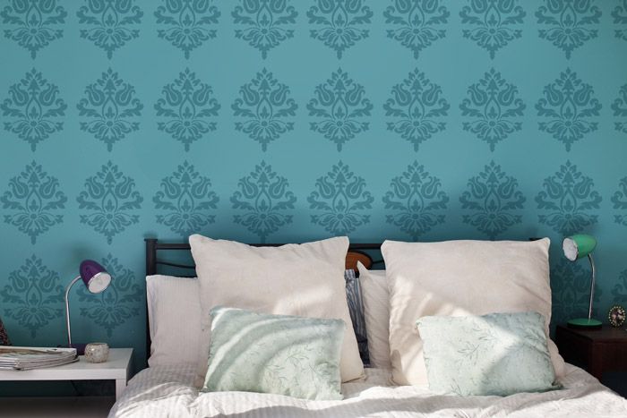 Damask wall pattern stencil