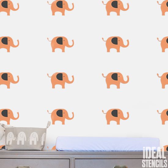 Elephant Nursery wall Stencil