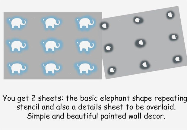 Elephant Nursery wall Stencil