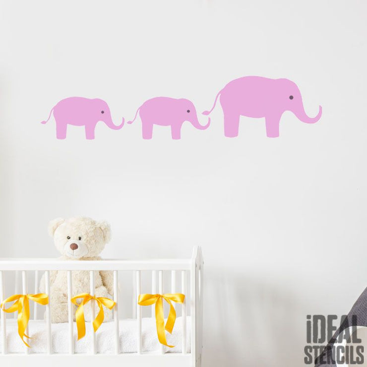 Elephants nursery wall decor stencil