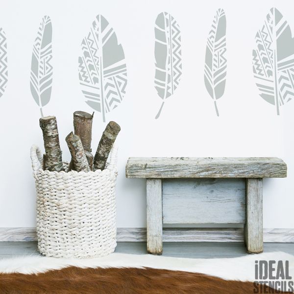 Feathers Stencil - Scandinavian style