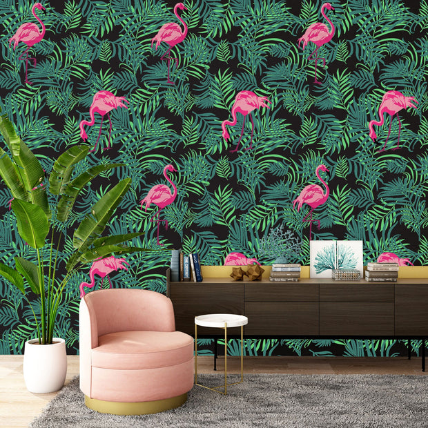 Flamingo Tropical  Wallpaper Stencil
