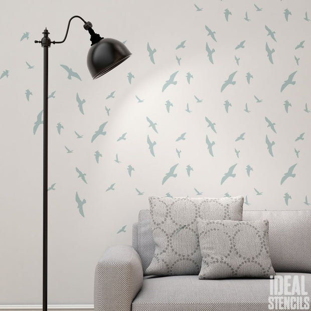 Flying Birds Pattern Stencil