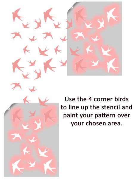 Flying Swallow Pattern Stencil