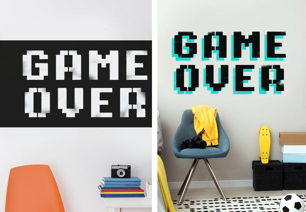 GAME OVER Retro Video Game Decor Stencil