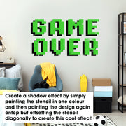 GAME OVER Retro Video Game Decor Stencil