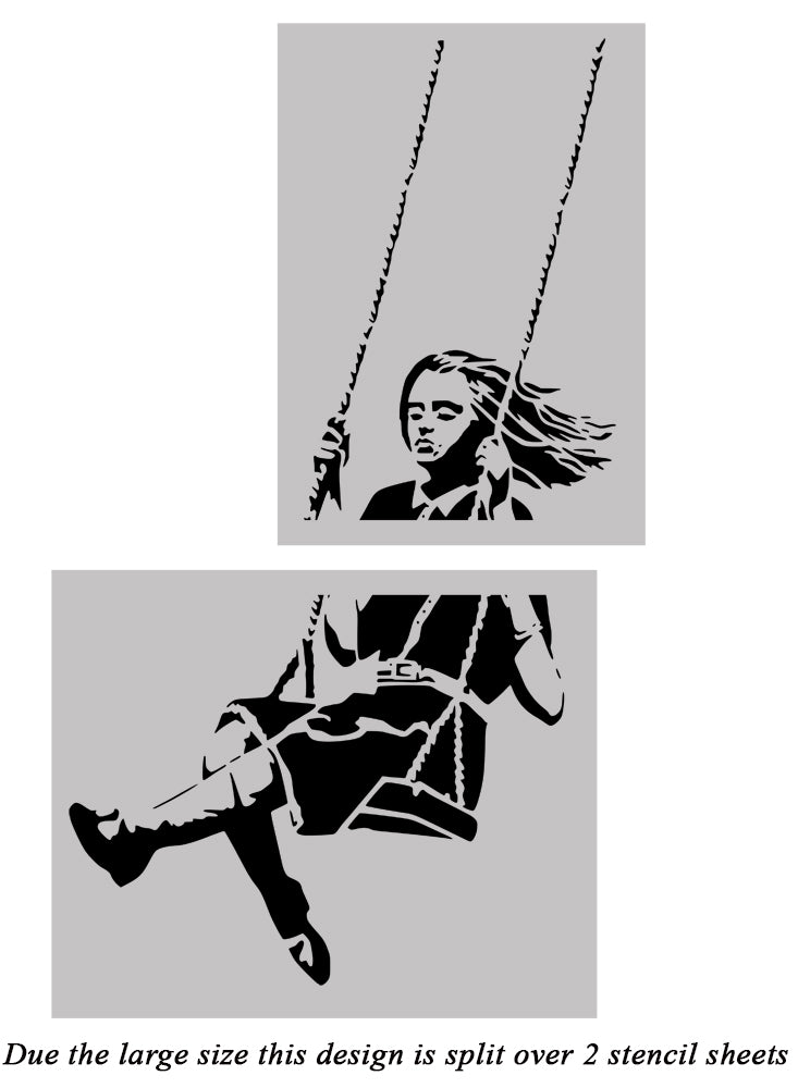 Banksy Girl On Swing Stencil - Life size 4ft x 6ft+