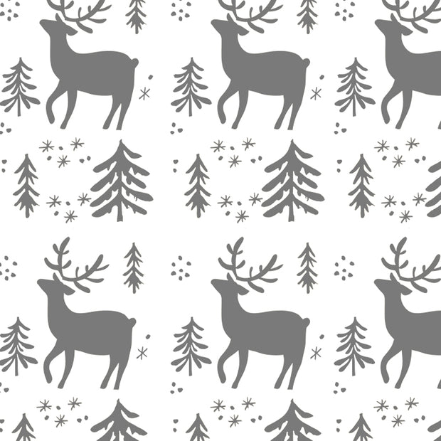 Hand Drawn Stag & Christmas Tree Stencil