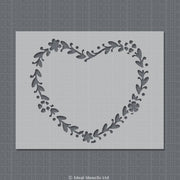 Heart shaped flower wreath stencil