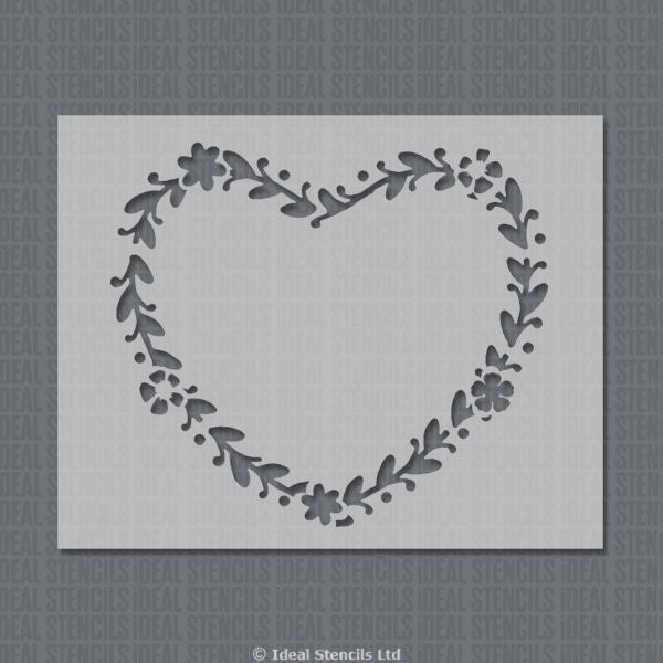 Heart shaped flower wreath stencil