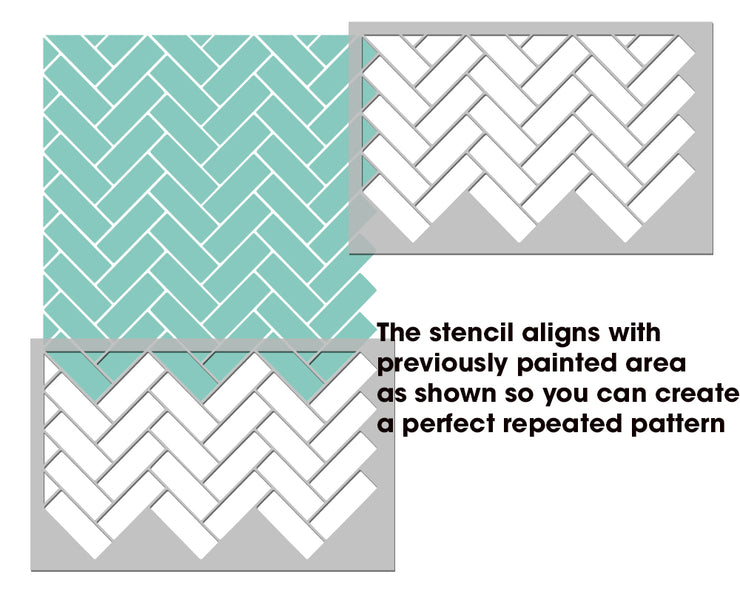 Herringbone Brick or Tile Pattern Stencil, Large Painting Stencil