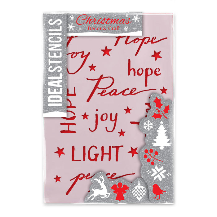 Hope, Joy, Peace Christmas Text Stencil