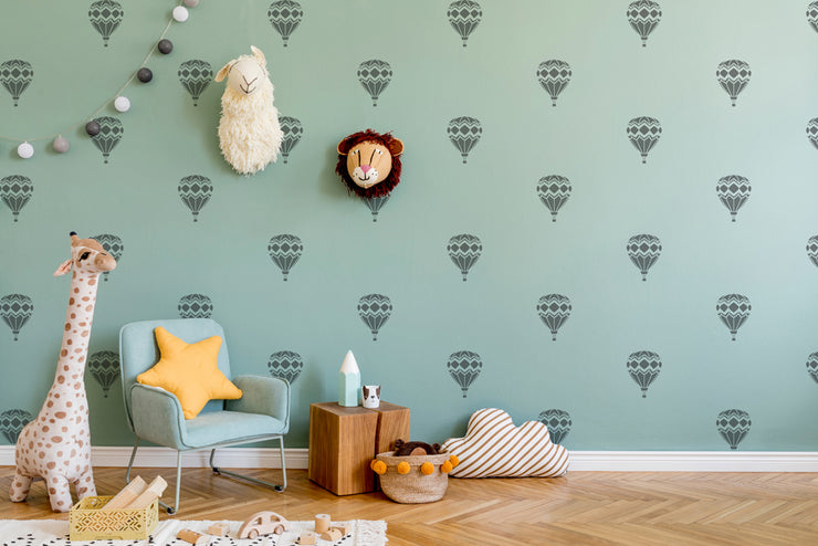 Hot Air Balloon Wall Pattern Stencil, Nursery Wall Decor