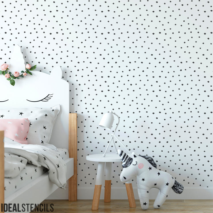 Hand-drawn Polka Dots Spots Wall Stencil