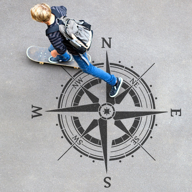 JOURNEY Compass Rose Stencil, Large Wall & Floor Painting Stencil