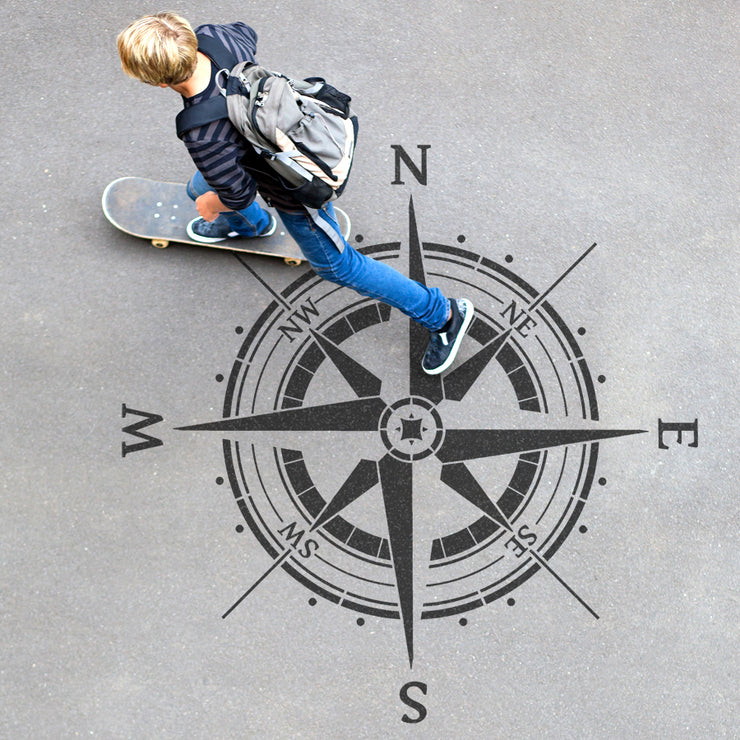 JOURNEY Compass Rose Stencil, Large Wall & Floor Painting Stencil