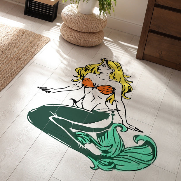 MERMAID VINTAGE Stencil | Fantasy Nautical Wall Art Painting Stencil