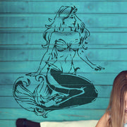MERMAID VINTAGE Stencil | Fantasy Nautical Wall Art Painting Stencil