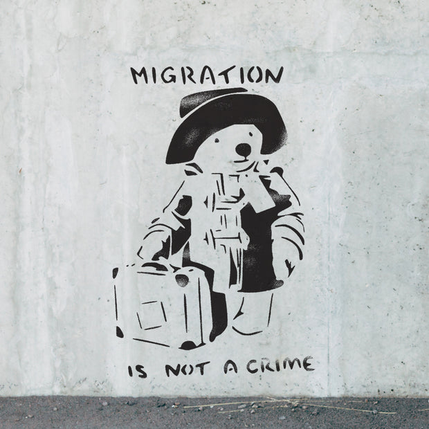 Banksy Migration is not Crime Stencil