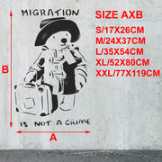 Banksy Migration is not Crime Stencil