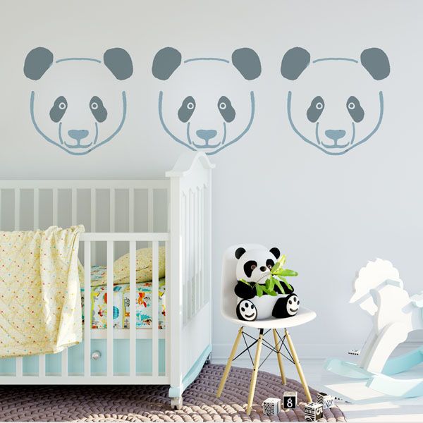 Panda face nursery stencil