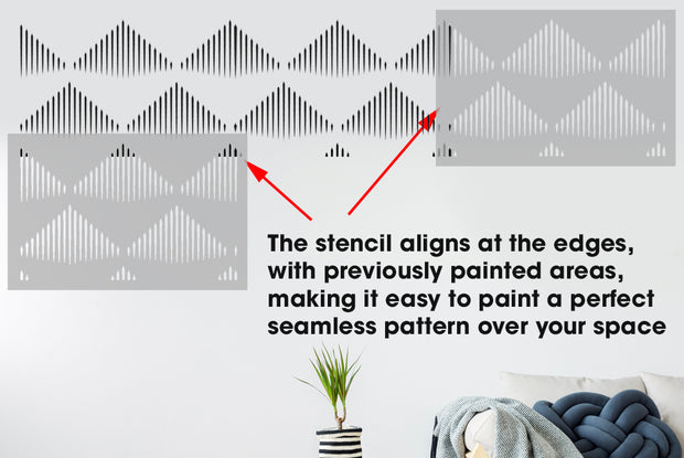 PYRAMID Wall Pattern Stencil, Primitive Boho Style Wall Decor